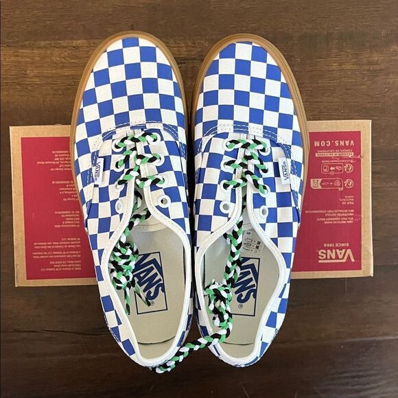 Vans Authentic checkboard blue/white women size 7.5 - Picture 2 of 6